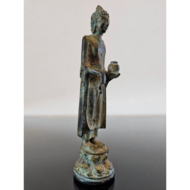 Bronze 18th Century Healing Medicine Buddha Bronze Figure Thai Statue For Sale - Image 8 of 12