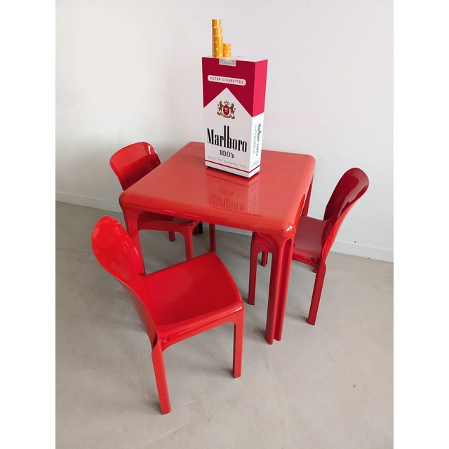 Red Selene & Stadio Dining Set by Vico Magistretti for Artemide, 1960s, Set of 4 For Sale - Image 6 of 16