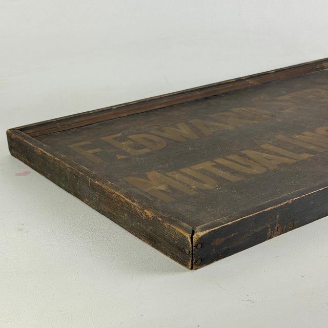 Antique Hand-Painted Double Sided Wood Insurance Trade Sign For Sale - Image 4 of 6