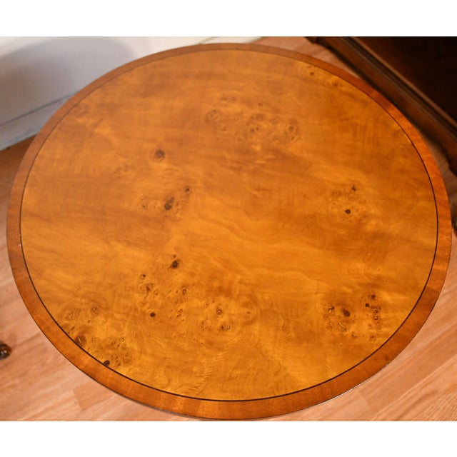 Pair of 1930s English Regency Style Burl Maple Accent Tables Side Tables For Sale - Image 11 of 16