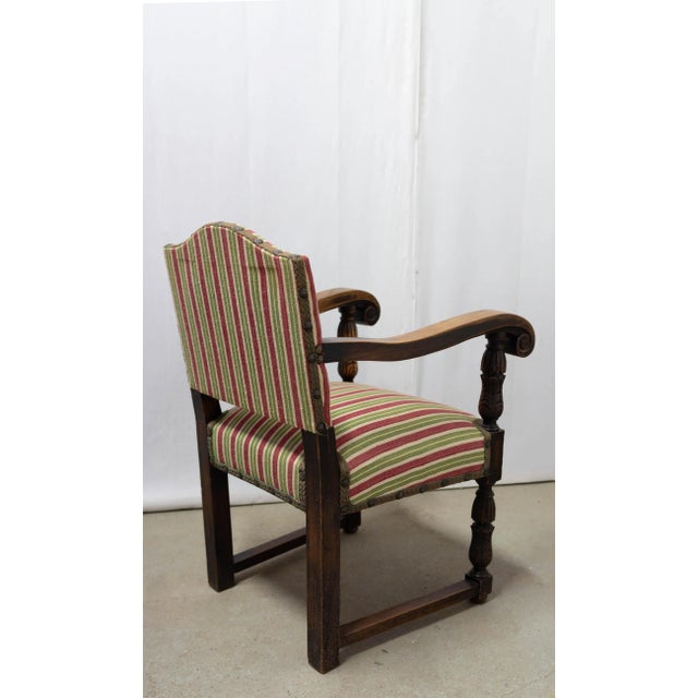 Wood Set of Mid-Century Spanish Chestnut Armchairs, 1940s For Sale - Image 7 of 13