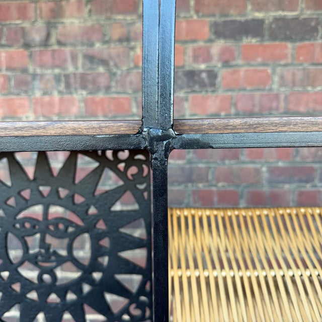 Arthur Umanoff Etagere With Mayan Sun Mid Century Caned Iron For Sale - Image 12 of 12