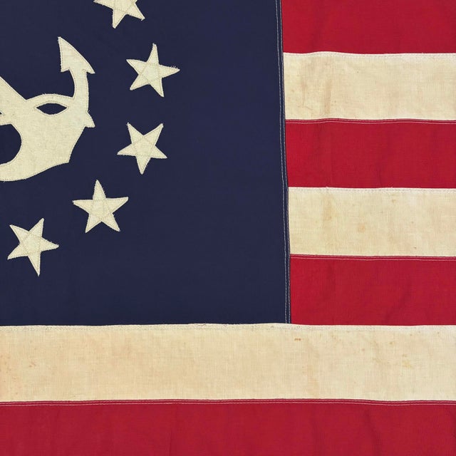 Large Modified Vintage Cotton Flag With New Yacht Ensign Emblem For Sale - Image 4 of 8