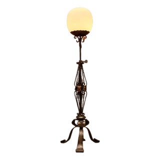 Arts and Crafts Wrought Iron Floor Lamp For Sale