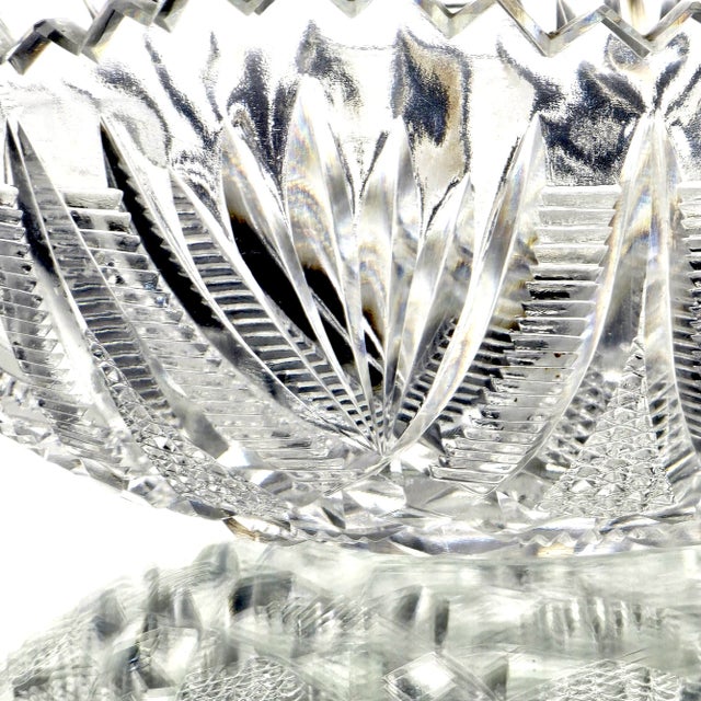 American Brilliant Period Cut Glass Bowl 8.5" For Sale - Image 9 of 12