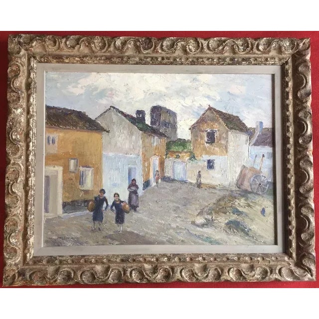 1920s Spanish Costa del Sol Mediterranean Port Town Landscape Oil Painting on Board by Wells Moses Sawyer For Sale - Image 4 of 9