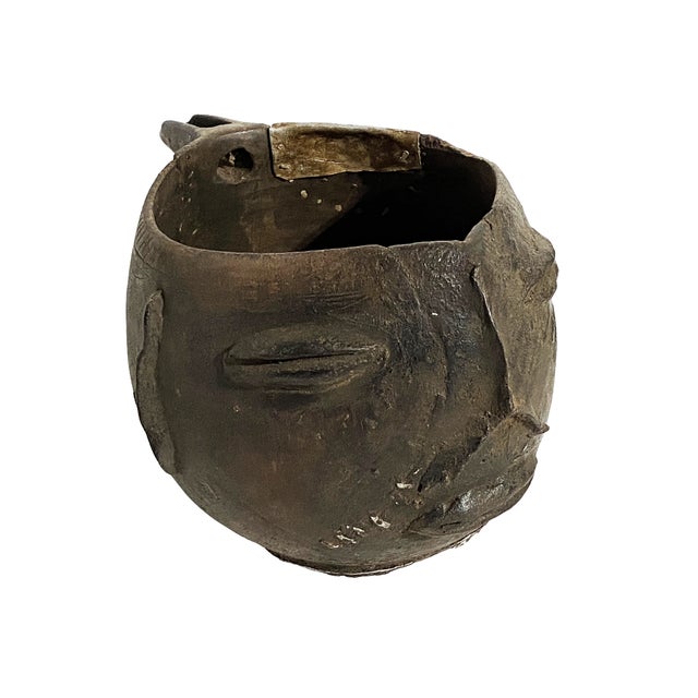 African Vintage African Tribal Kuba Wooden Cup Figural Head Congo 6" H For Sale - Image 3 of 9