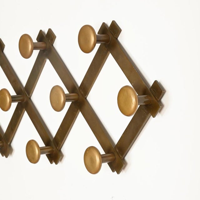 Gold Italian Expandable Brass Coat Rack by Luigi Caccia Dominioni, Italy, 1960s For Sale - Image 8 of 12