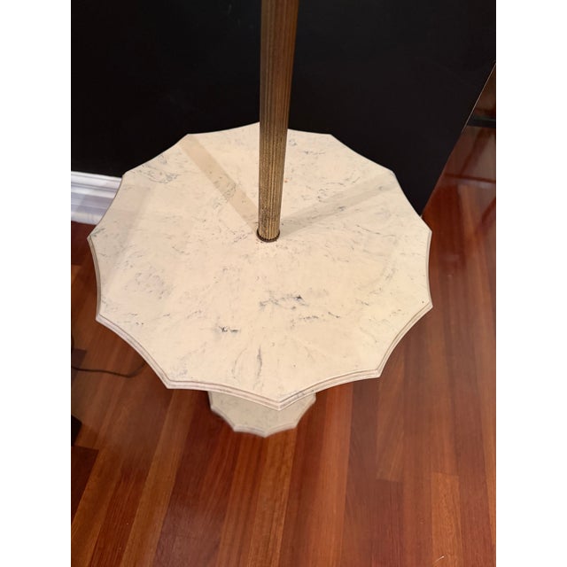Stiffel Vintage French Neoclassical Style Stone Floor Lamp With Table | Barley Twist Column | Louis XVI Influence For Sale - Image 4 of 8