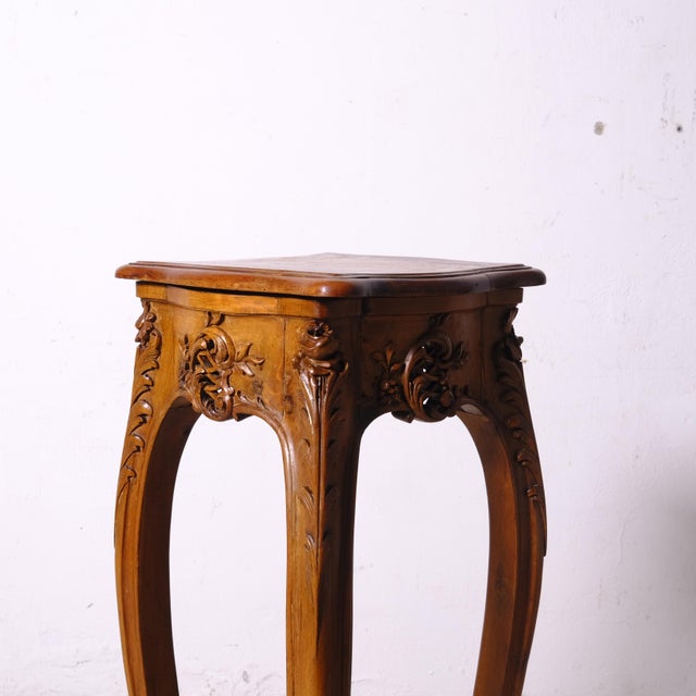 French Louis XV Style Walnut Pedestal, 1930s For Sale - Image 15 of 18