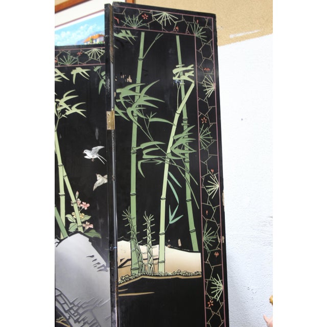 Vintage Six-Paneled Double-Sided Japanese Room Divider Screen For Sale - Image 10 of 18