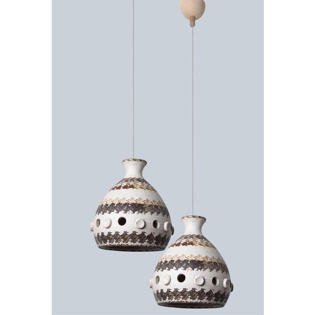 1970s Danish Ceramic Pendant Lights, 1970, Set of 2 For Sale - Image 5 of 18