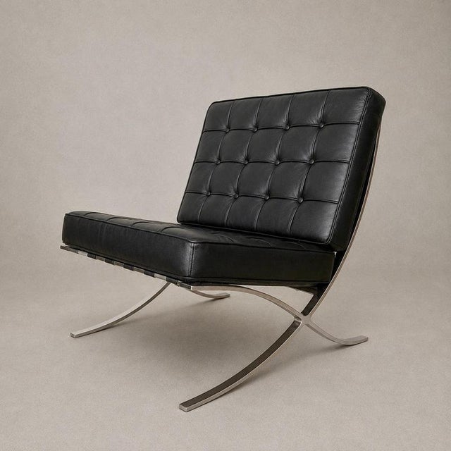 Mid-Century Black Leather & Chrome Barcelona Chair For Sale - Image 11 of 11