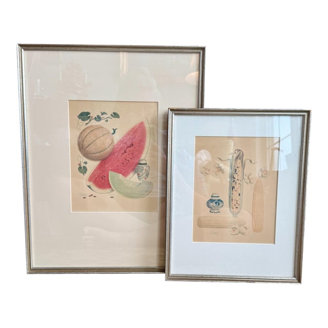 Rare 1954 Harriet Pertchik for Morton Salt Botanical Still-Life Framed Prints With Provenance — Pair For Sale