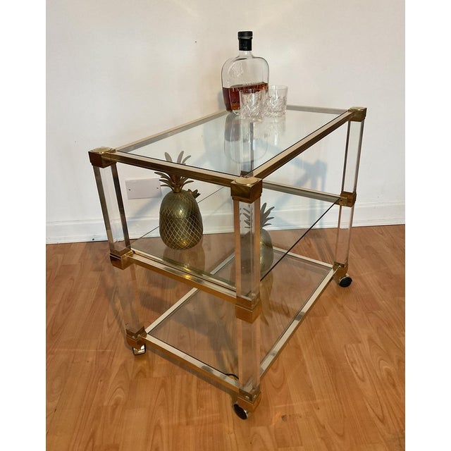 Art Deco Bar Trolley in Gold and Glass by Pierre Vandel, 1970s For Sale - Image 17 of 18