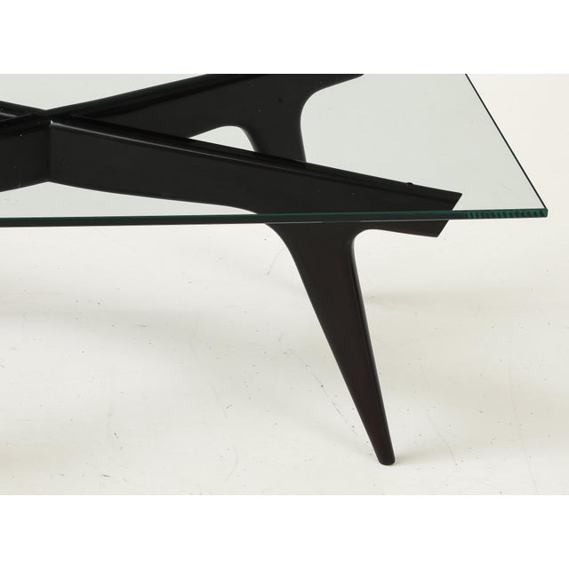 1960's Gio Ponti Style Modernist Ebonized Mahogany Coffee Table For Sale - Image 9 of 12
