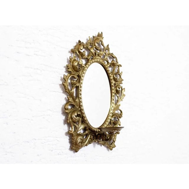 Brass Mirror with Candleholder, 1960s For Sale - Image 3 of 12