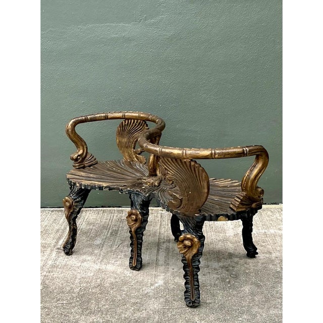 Vintage Gilt Carved Grotto Tete-a-Tete For Sale - Image 9 of 14