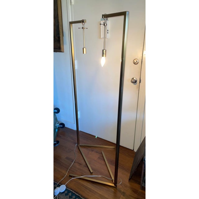 Metal Modernist Brass Floor Lamps by Arteriors - a Pair For Sale - Image 7 of 10