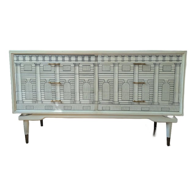 Mid 20th Century Italian Architectural Dresser in the Style of Fornasetti For Sale