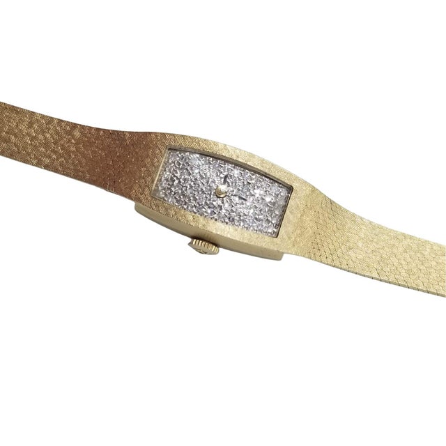 Mid-Century Modern Mid Century Gold Diamond-Encrusted Women's Wristwatch by Omega For Sale - Image 3 of 10
