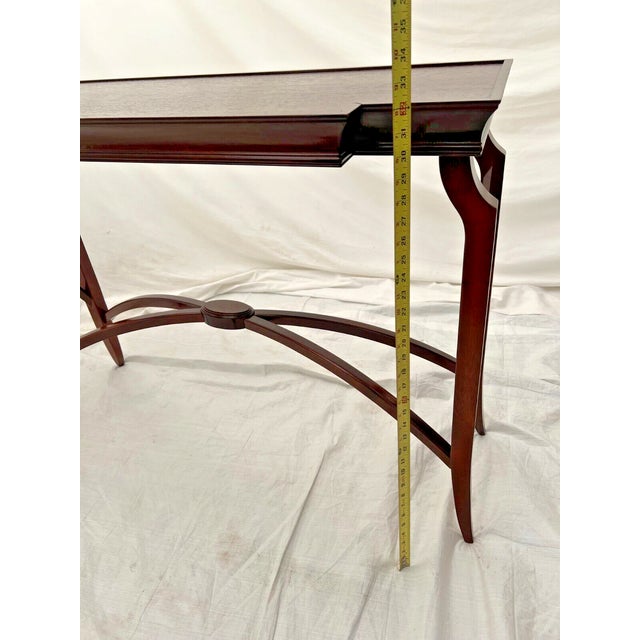 View of Vintage Sofa Table Console Walnut Trestle Legs Art Deco Style Bombay ...
