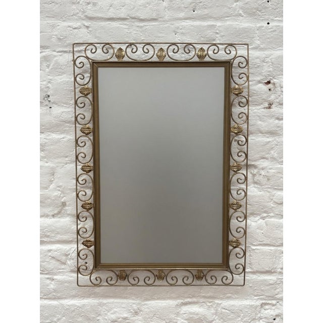 Metal Rectangular Mirror with Brass Frame, 1960s For Sale - Image 7 of 7