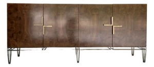Jonathan Charles Modern Walnut Burl Wood Cabinet