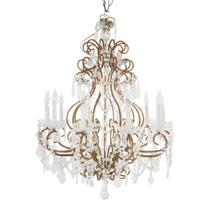 19th Century Ten-Light Crystal Chandelier in Gilt Brass Frame