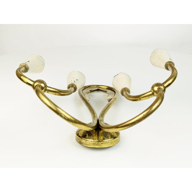 1950s Ivory Metal and Brass Four-Light Wall Lamps, 1950s, Set of 4 For Sale - Image 5 of 18
