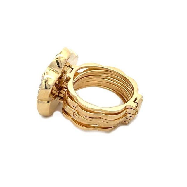 Diamond Convertible Ring Bracelet 18k Yellow Gold Pave Set Flower Top For Sale - Image 10 of 10