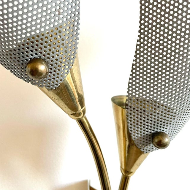 Pair of Italian Mid-Century Modern Sculptural Flower Sconces, Brass, 1940s For Sale - Image 11 of 12