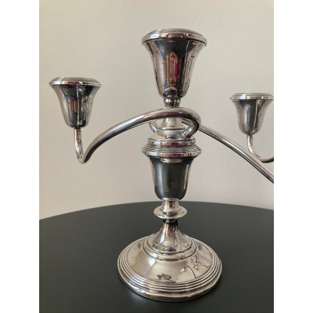 Antique Empire Three Lights Arm Candelabra in Sterling Silver by Fisher- a Pair For Sale - Image 10 of 12