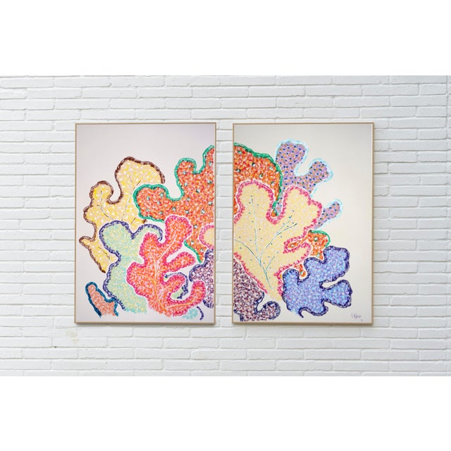 Illustration 2026, Illustration Style Marien Diptych, Vivid Coral Beings, Colorful Seascape on Paper by Romina Milano For Sale - Image 3 of 9