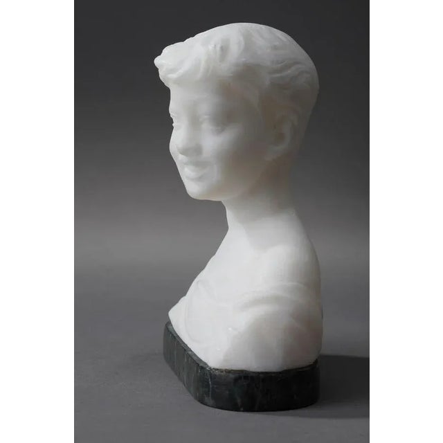 Small Alabaster Bust of Young Boy For Sale - Image 4 of 18