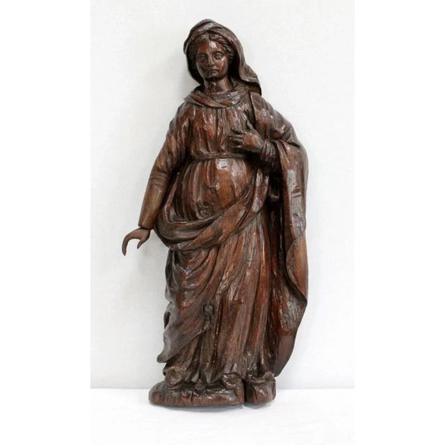 Oak Statue of a Saint, 19th Century For Sale - Image 4 of 18