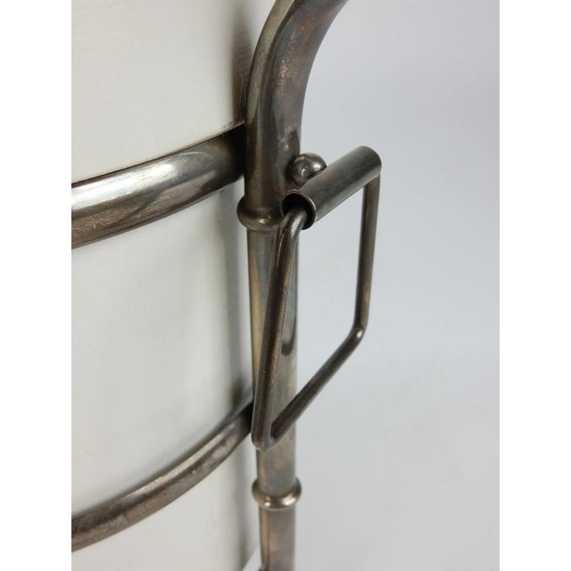 Tommi Parzinger 1960's Barware, Silver Plate Faux Bamboo and White Ice Bucket For Sale - Image 4 of 8