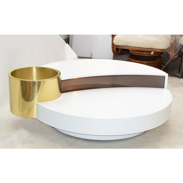 Massimo Papiri Italy Turning Wood & Brass Dry Bar, Coffee Table by Mario Sabot For Sale - Image 10 of 10