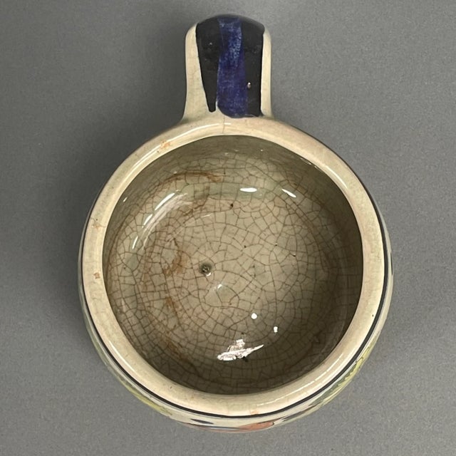 1970s Vintage 70s Mexican Hand Painted Pottery Coffee Tea Mug With Birds Signed Cat Tonala For Sale - Image 5 of 12