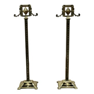 Tall Victorian Brass Andirons, Set of 2 For Sale