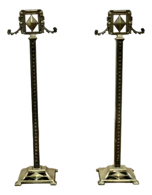 Tall Victorian Brass Andirons, Set of 2