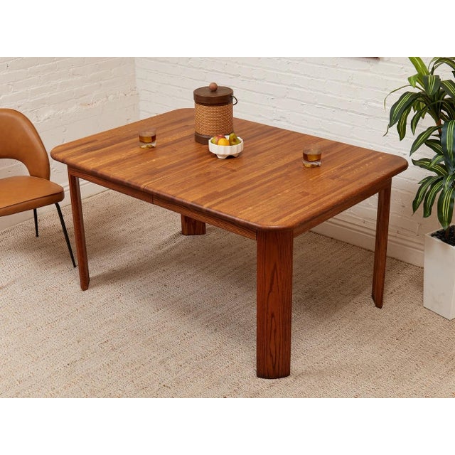 Mid-Century Modern Oak Vintage Dining Table Without Leaf For Sale - Image 3 of 12
