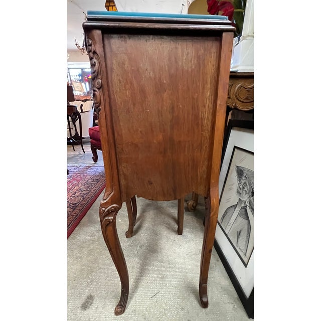 1920s Vintage 1920s French-Style End Tables With 3-Drawers, Ornate Carvings and Glass Tops For Sale - Image 5 of 10