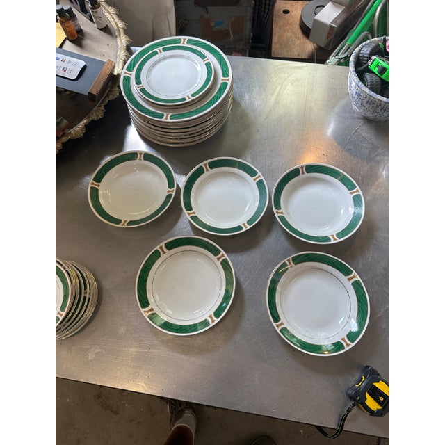 1970s Ceramic Majesty Plate Set With Malachite and Gold Designs- Set of 30 For Sale - Image 9 of 10
