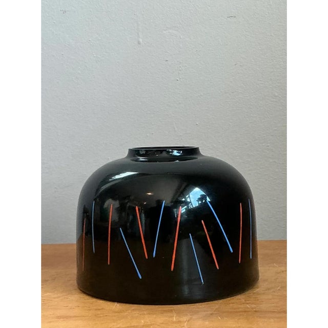Black Vintage Ikea “Crystalex” Postmodern Black Ceramic Vase For Sale - Image 8 of 12