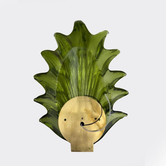 Gold Italian Modern Murano Glass Leaf Sconces in the style of Barovier & Toso, 1980s, Set of 2 For Sale - Image 8 of 10