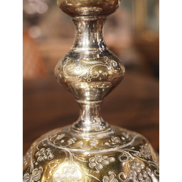 18th Century Pair of 18th Century French Silvered Bronze Candlesticks With Grape Cluster Design For Sale - Image 5 of 13