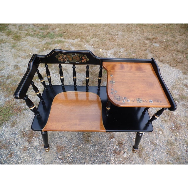 Vintage Ethan Allen Gossip Bench Hitchcock Style Telephone Table Entry