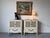 Elegant vintage pair of Grosfeld House French Provincial Louis XV-style nightstands featuring a beautifully distressed...