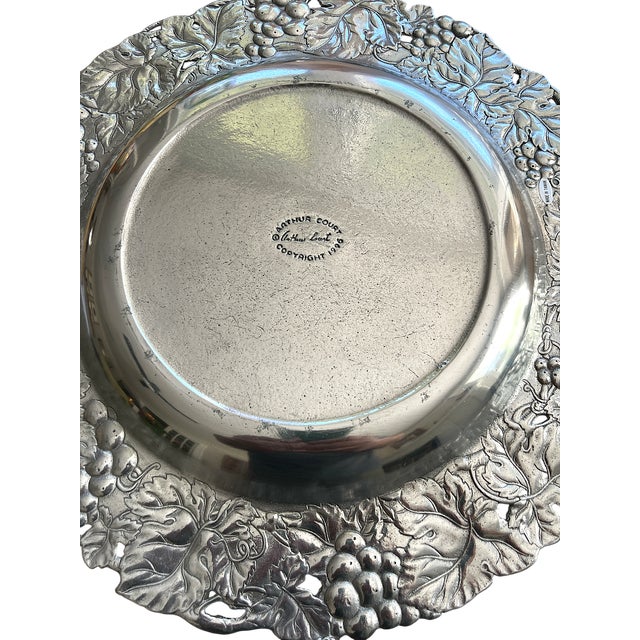1990s Arthur Court 14" Repousse Pewter Platter With Imitation Malachite Cabochons For Sale In Jacksonville, FL - Image 6 of 6